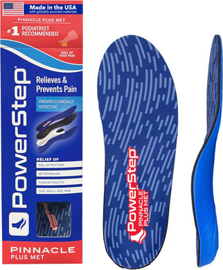Powerstep Pinnacle Plus Ball Of Foot Pain Relief Orthotics - Shoe Inserts For Metatarsalgia, Arch Support & Morton'S Neuroma Pain Relief - Made In Usa Insoles With Metatarsal Pad (M 10-10.5, F 12)