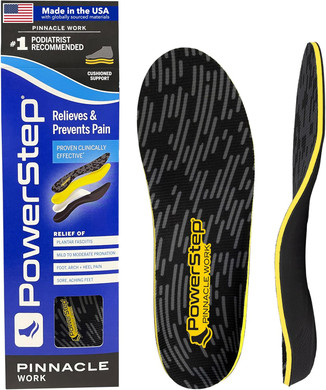 Powerstep Pinnacle Work Insoles, Work Boot Arch Support, Plantar Fasciitis Relief, Pronation, Arch Support Orthotic For Men And Women, Made In The Usa