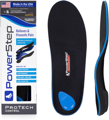 Powerstep Protech Control Orthotic Insoles - Medical Grade Arch Support Inserts For Plantar Fasciitis Relief- Made In Usa - Maximum Cushioning + Shockabsorb Orthotic (M 11-11.5)