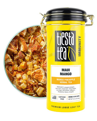 Tiesta Tea - Maui Mango, Mango Pineapple Herbal Tea, Loose Leaf, Up To 50 Cups, Make Hot Or Iced, Non-Caffeinated, 5.5 Ounce Refillable Tintin - 50 Cups