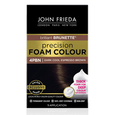 John Frieda Precision Foam Colour, Light Natural Brown 6N, Full-Coverage Hair Color Kit, Anti-Fade Gray Coverage, Deep Color Saturation Hair Dye, 1 Application