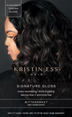 Kristin Ess Dark Brown Hair Dye Gloss Color Treatment In Bittersweet Dark Brunette - 4 Wk Semi Permanent Hair Dye Glaze For Color + Shine - Brightening + Conditioning Gloss Toner For Women - Vegan