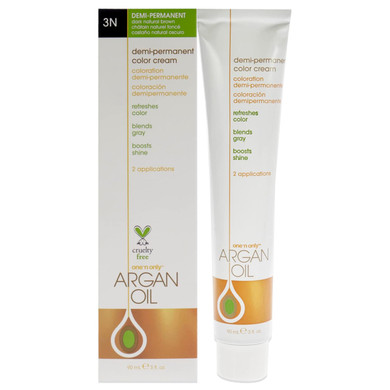 One N' Only Demi Permanent Hair Color - Permanent Hair Dye Made With Argan Oil - Delivers Rich, Accurate Tones With Gray Coverage - Improves Moisture & Elasticity - 3N Dark Natural Brown (3 Oz)