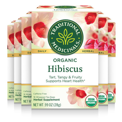 Traditional Medicinals Tea, Organic Hibiscus, Supports Your Cardiovascular System, 96 Tea Bags (6 Pack)