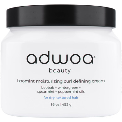 Adwoa Beauty Baomint Curl Defining Cream With Organic Honey + Beeswax | Soft-Medium Hold For Curly, Coily + Kinky Hair | Frizz Control, Moisture + Shine | 16 Oz