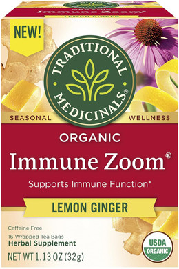 Traditional Medicinals Tea, Organic Immune Zoom Lemon Ginger, Supports Immune Function, 16 Tea Bags