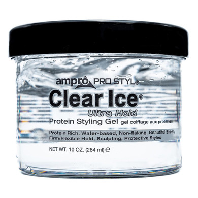 Ampro Pro Styl Clear Ice Styling Gel - Protects And Strengthens Your Strands - Non-Flaking, Alcohol Free, Vegan Formula - Flexible, Touchable Hold For All Hair Types - 10 Oz
