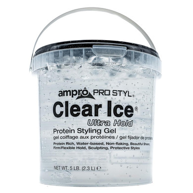 Ampro Pro Styl Clear Ice Styling Gel - Protects And Strengthens Your Strands - Non-Flaking, Alcohol Free, Vegan Formula - Flexible, Touchable Hold For All Hair Types - 80 Oz