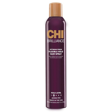 Chi Brilliance Finish Flexible Hold Spray, Finishing Spray For Helping Tame Unwanted Flyaways, Light-Hold, Sulfate, Paraben, & Cruelty-Free, 10 Oz