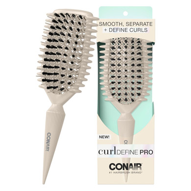 Conair Curl Define Pro Hairbrush - Curly Hair Brush Products - Dual-Vented Designed To Smooth, Separate, And Define Curls - Unique Tapered Handle For Sectioning - Purple