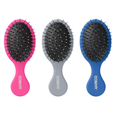 Conair Detangling Hair Brush 3Pk - For Wet And Dry Hair - Curly Hair Brush - Hair Brushes For Women - Detangler Brush - Hair Brushes For Women - Evergreen, Blush Pink, Black Assorted