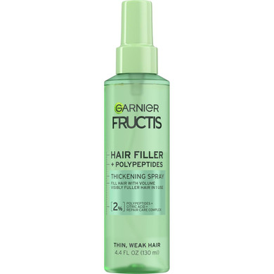 Garnier Fructis Hair Filler Fullness Repair Thickening Spray, Volumizing Spray With Polypeptides And Hair Repair Complex For Thin, Weak Split Ends, 4.4 Fl Oz