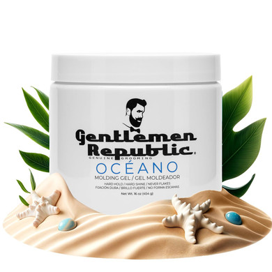 Gentlemen Republic Oceano Men'S Hair Gel 64Oz Without Pump - Strong Touchable Hold And High Shine Styling Gel For Hair, 100% Alcohol-Free Professional Formula With Fresh Scent, Mens Hair Product