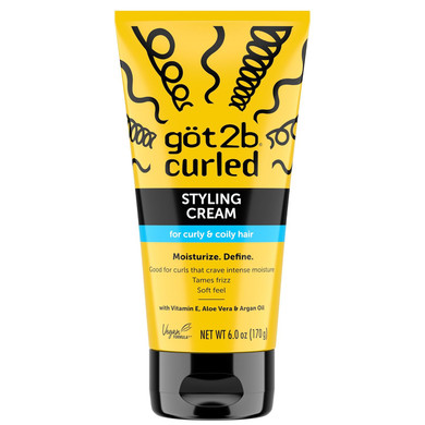 Göt2B Curled Styling Cream, 6Oz, For Type 3-4, Curly & Coily Hair, Good For Curls That Crave Intense Moisture, Tames Frizz, Soft Feel