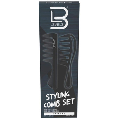 L3 Styling Comb Set - Professional Salon Look - Lightweight And Ergonomic - Comfortable And Glides Easily - Level Three - 2Pc