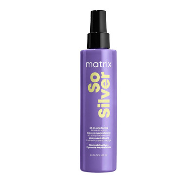 Matrix So Silver All-In-One Leave-In Toning Spray - Neutralizes Yellow, Brassy Tones, Nourishes Hair And Controls Frizz, For Color-Treated Hair, 6.8 Fl Oz