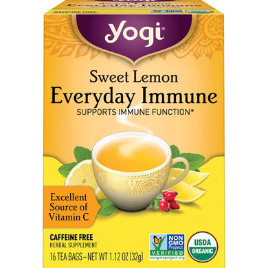 Yogi Tea Sweet Lemon Everyday Immune Tea - 16 Tea Bags Per Pack (6 Packs) - Daily Immune Support Tea - Delicious Lemon Tea Bags - Includes Tulsi, Lemongrass, Rose Hip, Lemon Peel & More16 Count (Pack Of 6)