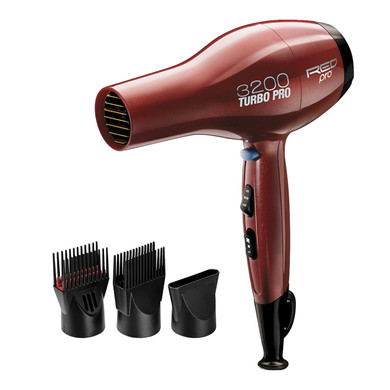 Red Pro 3200 Turbo Pro Detangler Ac Hair Dryer, 3 Heat/2 Speed Settings, Cool Shot Button, Powerful Airflow, 3 Additional Styling Attachments With Detangling Pik