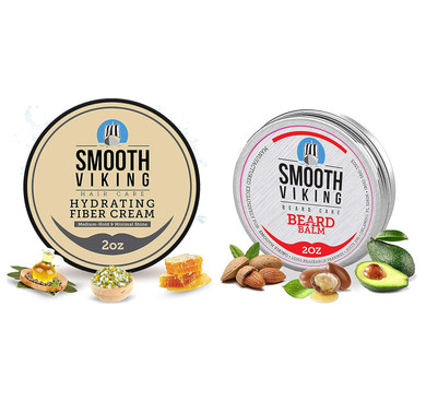 Smooth Viking Hydrating Fiber Cream For Styling And Beard Balm With Essential Oil & Beeswax