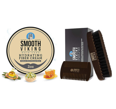 Smooth Viking Hydrating Fiber Cream For Styling And Boar Bristle Beard & Mustache Brush