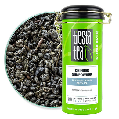 Tiesta Tea - Chinese Gunpowder, Traditional Smoky Green Tea, Loose Leaf, Up to 50 Cups, Make Hot or Iced, Medium Caffeine, 5 Ounce Refillable TinTin - 50 Cups