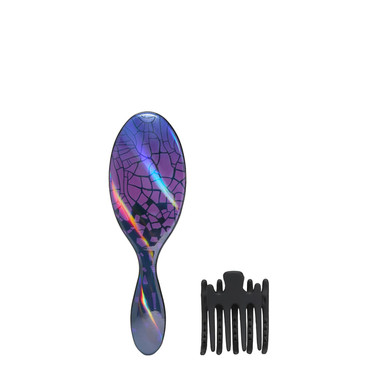 Wet Brush Original Detangler Brush Ghostly Style Kit, Ultra-Soft Intelliflex Bristles, Detangling Brush Glides Through Tangles For All Hair Types (Wet Dry & Damaged), 1 Hairbrush & 1 Claw Clip