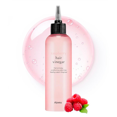 APieu Raspberry Hair Vinegar - Scalp Cleanser & Detox For Oily Scalp, Buildup & Dandruff, Ph-Balancing Rinse For Fresh, Shiny Hair, Korean Hair Care, 6.76 Fl Oz