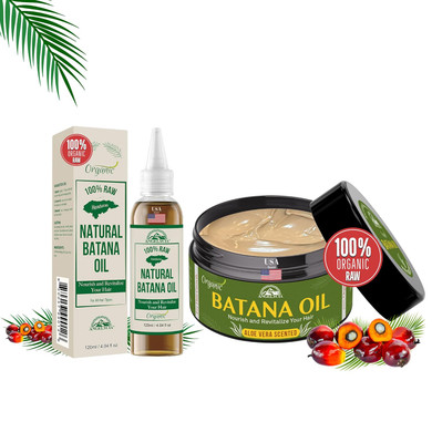 Hair Shining Set For All Hair Types , Dr. Sebi Organic Raw Batana Oil From Honduras, Nourish Strengthen Prevent Hair Loss- 4 Fl Oz