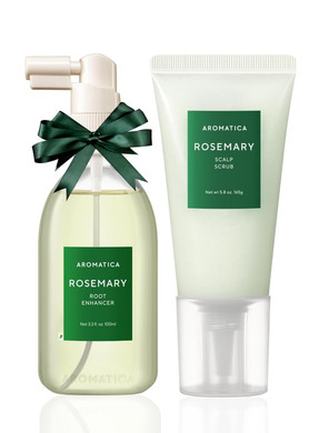 Aromatica Rosemary Root Enhancer And Scalp Scrub Korean Hair Care Set - Rosemary Water Spray And Scalp Exfoliator For Dry Scalp Treatment, Refresh Your Hair With Rosemary Oil Scalp Care