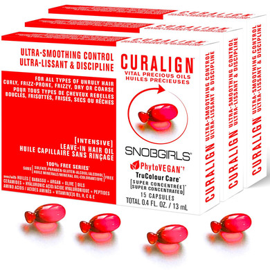 Curalign Vegan Hair Oil Ultra Smoothing & Frizz Control For Unruly Frizz-Prone Hair. Hair Serum With Argan Oil, Olive Oil, Biotin & Hair Vitamins. Instant Hair Detangler (45 Hair Oil Capsules)