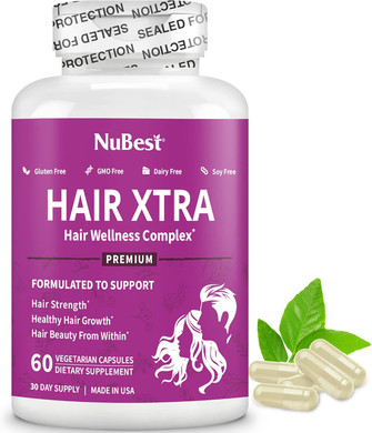 Hair Xtra - Hair Growth Vitamin For Faster Hair Growth - 60 Vegan Capsules - Natural Hair Thickening With Biotin, Zinc, Msm, B Vitamins, Choline - Hair Supplement, Hair Regrowth | 1 Month Supply