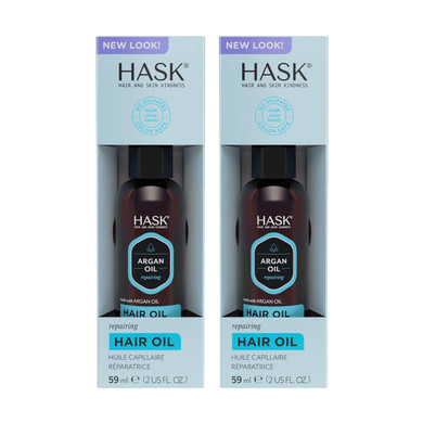 Hask Argan Repairing Hair Oil For Shine And Frizz Control For All Hair Types, Color Safe, Gluten Free, Sulfate Free, Paraben Free - 2 Hair Oils