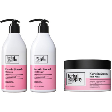 2 X 16.9 Fl Oz Keratin Shampoo & Conditioner Set, With With 8.5Oz Hair Mask, Smoothing, Nourishing & Moisturizing Formula For Damaged And Dry Hair