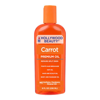 Hollywood Beauty Carrot Hair Oil, 8Oz Bottle, Hair, Scalp, Skin, Nail, & Massage Oil, Helps Repair Damaged Hair & Skin, Can Be Used As A Hot Oil Treatment