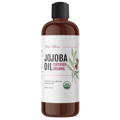 Kate Blanc Cosmetics Jojoba Oil For Hair, Face & Skin. Gua Sha Oil For Face Massage & Dermaplaning (16Oz, Organic, 100% Pure, Natural)