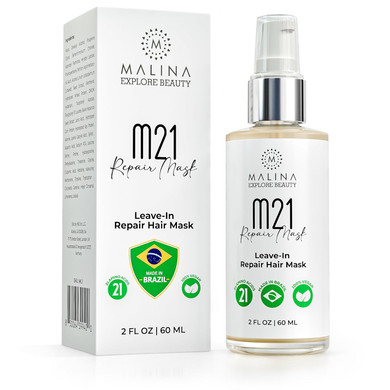 Malina Leave-In Repair Hair Mask For A Naturally Glowing Hair I Made In Brazil I Full Xl Size 2 Fl Oz