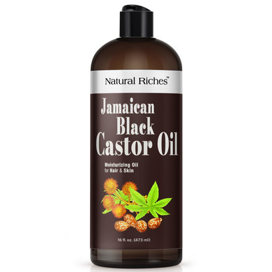 Natural Riches Jamaican Black Castor Oil Pure Organic Cold Pressed For Hair Growth Skin Care For Dry Skin Conditioning Eyebrows Eyelashes Scalp And Nail Moisturizes & Repairs 16Fl.Oz