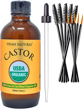 Organic Castor Oil (4Oz / 120Ml) - Usda Certified Organic, Pure, Cold Pressed, Thick, Hexane Free - Stimulate Growth For Eyelashes, Eyebrows, Hair, Skin Moisturizer