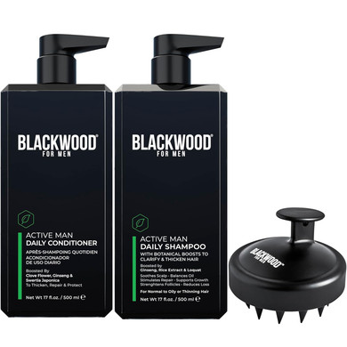 Blackwood For Men Daily Shampoo & Conditioner Bundle With Scalp Massager - Hair & Dandruff Treatment For Healthy Growth