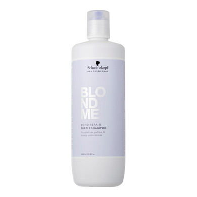 Blondme Bond Repair Purple Shampoo For Blonde Hair | Neutralizes Yellow & Brassy Tones | Strengthens, Repairs, & Prevents Breakage | For Moisturized, Healthy-Looking Cool-Toned Blondes, 33.8 Fl Oz