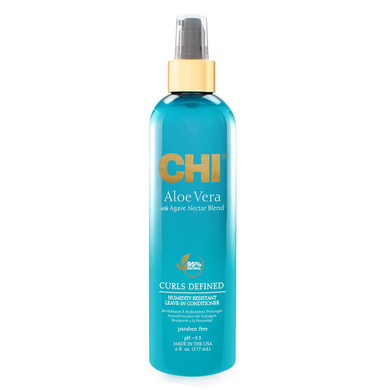 Chi Aloe Vera Humidity Resistant Leave-In Conditioner, For Defined, Smooth & Frizz-Free Curls, Sulfate, Paraben, & Cruelty-Free, 6 Oz