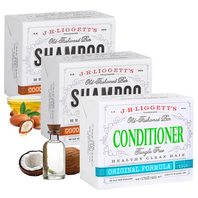 J.R.LiggettS Solid Shampoo And Conditioner Bar Set - Conditioner Bar & 2 Tea Tree & Hemp Oil Formula Shampoo Bars - All-Natural Plant Based Ingredients - Clean Soft Tangle- Free Hair - Usa