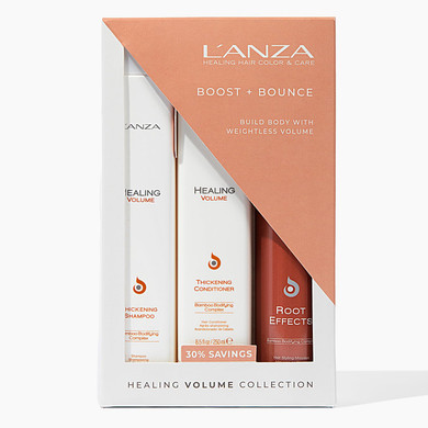 L'Anza Healing Volume Trio Hair Kit, Thickening Shampoo And Conditioner With Root Effects Mousse Hairspray In A Gift Box, Luxury Hair Care Kit For Hair Volume (10.1/8.5/6.8 Fl Oz)
