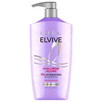 L'Oreal Paris Elvive Hyaluron Plump Hydrating Shampoo For Dehydrated, Dry Hair Infused With Hyaluronic Acid Care Complex, Paraben-Free, 26.5 Fl Oz