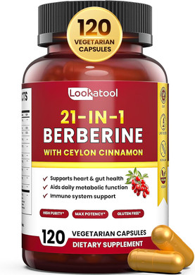 21-In-1 Berberine Supplement With Ceylon Cinnamon - Organic Berberine Hcl Phytosome, 5X Higher Absorption For Metabolism Support 120 Capsules