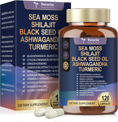 25-In-1 Sea Moss Capsules, 120 Capsules Per Bottle, 2 Bottles