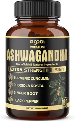 90 Capsules - Ashwagandha Supplement Capsules - Ginger Root, Turmeric, Rhodiola Rosea & Black Pepper