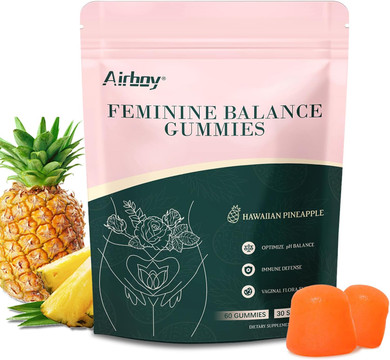 Airboy Feminine Balance Gummies - Pineapple Gummies For Women Ph - Feminine Probiotics Gummy - Immune Support, Vaginal Flora Balance - 60 Gummies
