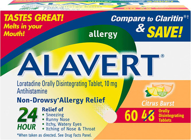 Alavert Allergy 24 Hour 60 Count And Ayr Saline Nasal Gel 0.5 Ounce Allergy Relief Bundle