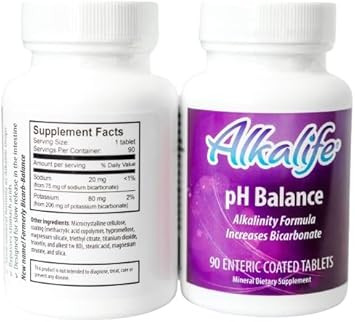 Alkalife Ph Balance Supplement Tablets - The First Patented Alkaline Bicarbonate Pills - Neutralize Acid, Balance Ph, Immune Support, Peak Performance, Detox - 180 Tablets